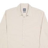 ARMANI EXCHANGE Mens Beige Pinstripe Cotton Blend Shirt L Classic Long Sleeve