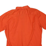 Mens Orange Shirt Short Sleeve Polyester Blend L Casual Summer Button Pocket