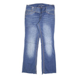 ARYIA Womens Blue Regular Bootcut Denim Light W32 L30 Detailed Stitching Zip