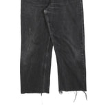 LEVI'S 505 Mens Jeans Black Regular Straight Denim Raw W33 L26 Distressed Hem