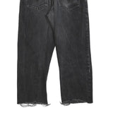 LEVI'S 505 Mens Jeans Black Regular Straight Denim Raw W33 L26 Distressed Hem