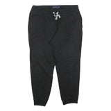 NAUTICA Mens Joggers Black L W34 L27 Cotton Blend Relaxed Tapered Drawstring