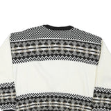 PORTO BELLO Womens Black & White Patterned Wool Jumper Crew Neck Cable Knit S