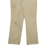 CARHARTT Mens Cotton Blend Beige Relaxed Straight Trousers W32 L32 Workwear Zip