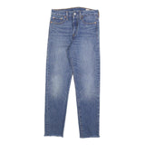 LEVI'S Womens Slim Blue Denim Light Jeans W25 L27 Raw Hem Button Closure