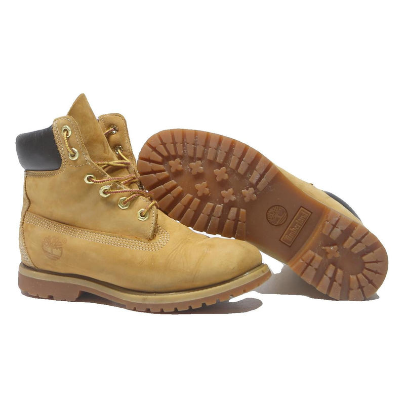 TIMBERLAND Womens Premium 6 Inch Lace-Up Boots Wheat Leather UK 5 Durable
