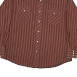 WRANGLER Mens Brown Striped Western Shirt XL Cotton Blend Button Long Sleeve