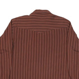 WRANGLER Mens Brown Striped Western Shirt XL Cotton Blend Button Long Sleeve