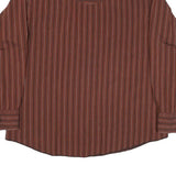 WRANGLER Mens Brown Striped Western Shirt XL Cotton Blend Button Long Sleeve