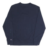 TOMMY JEANS Mens Navy Blue Cotton Blend Crew Neck L Sweatshirt Logo