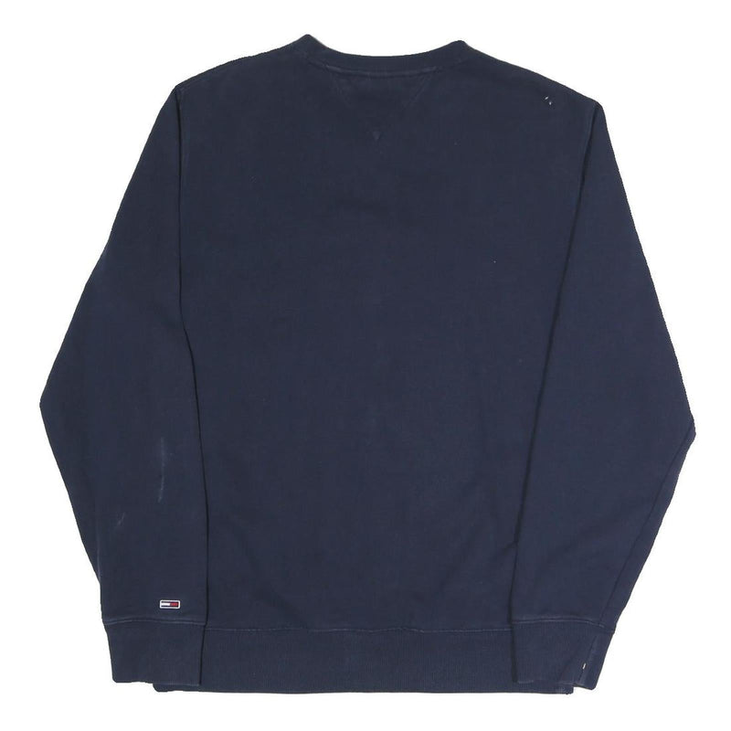 TOMMY JEANS Mens Navy Blue Cotton Blend Crew Neck L Sweatshirt Logo