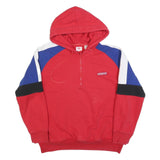 LEVI'S Mens Red Blue & Black Pullover Hoodie XL Half Zip Cotton Blend Sweatshirt