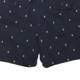 TOMMY HILFIGER Mens Shorts Navy Blue Cotton Blend Casual XL W38 Embroidered