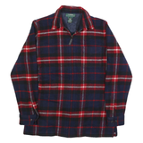 LAUREN RALPH LAUREN Womens Navy & Red Checked Wool Zip Jacket S Woven Casual