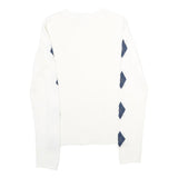 TOMMY HILFIGER Womens White & Navy Patterned Classic Crew Neck Basic Knit Jumper