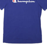 CHAMPION Mens Blue Cotton Blend T-Shirt S Short Sleeve Crew Neck Logo Print
