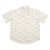 WOOLRICH Mens Beige Adventure Print Cotton Shirt L Casual Lightweight Summer
