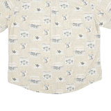 WOOLRICH Mens Beige Adventure Print Cotton Shirt L Casual Lightweight Summer