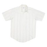 TOWNCRAFT Mens White & Blue Stripe Short Sleeve Shirt M Cotton Blend Casual