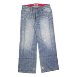 BONSAE Mens Relaxed Blue Denim Light W32 L32 Casual Zip Jeans