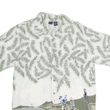 CHEROKEE Mens White & Green Golf Print Cotton Blend Shirt M Casual Short Sleeve