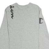 CHAMPION Mens Grey Graphic T-Shirt M Long Sleeve Crew Neck Cotton Logo