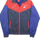 NIKE Mens Blue & Red Windbreaker Jacket S Polyester Sportswear Casual Zip Hooded