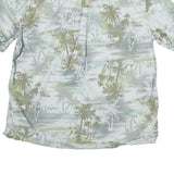 ISLAND SHORES Mens Green & Grey Tropical Print Shirt XL Cotton Blend Summer