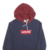 LEVI'S Mens Navy & Maroon Logo Print Hoodie M Casual Cotton Blend Sweatshirt
