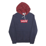 LEVI'S Mens Navy & Maroon Logo Print Hoodie M Casual Cotton Blend Sweatshirt