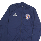 ADIDAS Mens Navy Blue Soccer Track Jacket M Polyester Zip Plain Sportswear