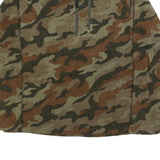 STARTER Mens Green & Brown Camouflage Patterned Jumper 1/4 Zip Polyester M