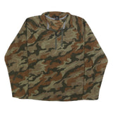 STARTER Mens Green & Brown Camouflage Patterned Jumper 1/4 Zip Polyester M