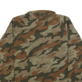STARTER Mens Green & Brown Camouflage Patterned Jumper 1/4 Zip Polyester M
