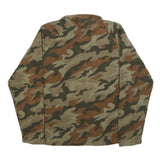 STARTER Mens Green & Brown Camouflage Patterned Jumper 1/4 Zip Polyester M