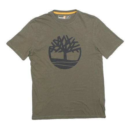 TIMBERLAND Mens Green S Cotton T-Shirt Short Sleeve Crew Neck Logo Graphic