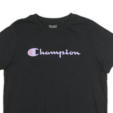 CHAMPION Womens Black Graphic T-Shirt XL Short Sleeve Crew Neck Cotton Casual