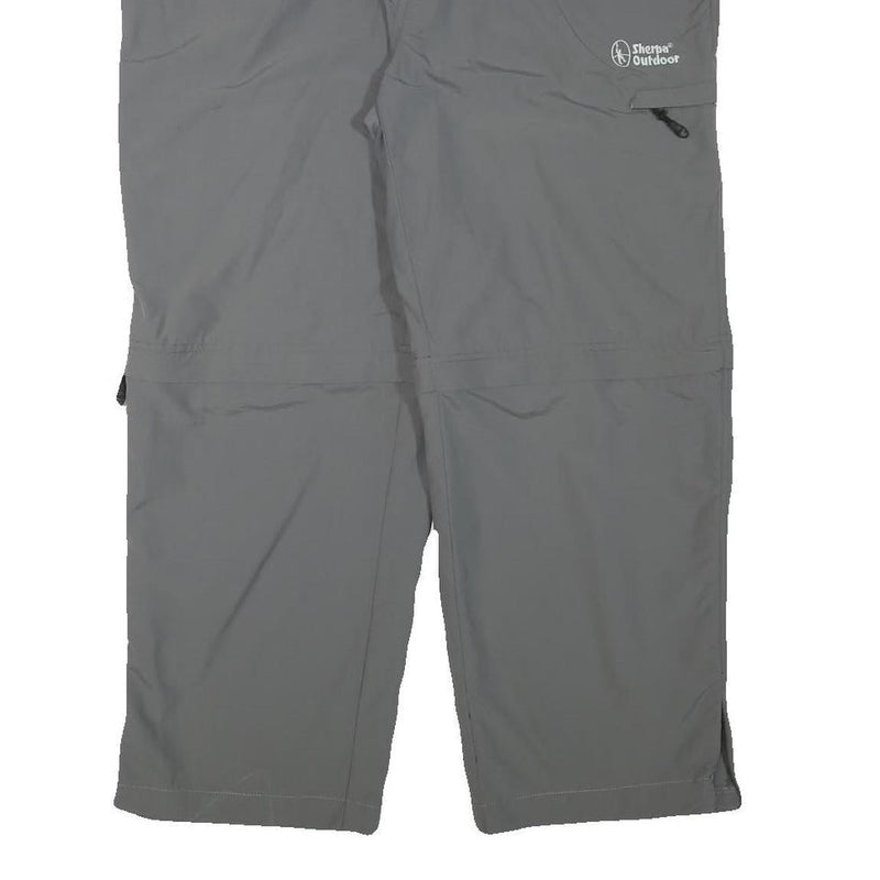 SHERPA OUTDOOR Mens Grey Relaxed Straight Trousers W35 L26 Lightweight Zip Cargo