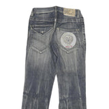 HANJA Womens Regular Fit Blue Denim Medium Wash Jeans W28 L30 Embroidered Patch