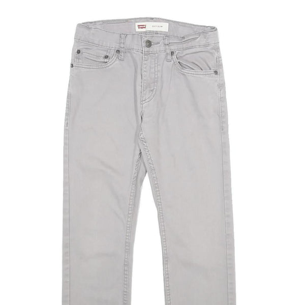 LEVI'S Boys Slim Fit Light Grey Cotton Blend Trousers W26 L26 Zip Pockets