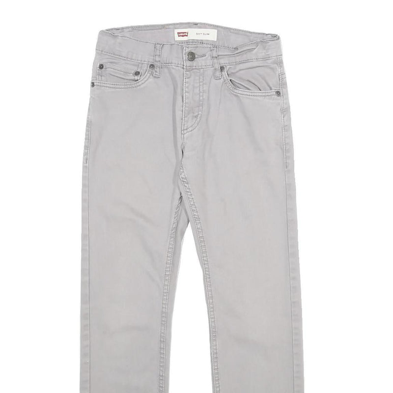 LEVI'S Boys Slim Fit Light Grey Cotton Blend Trousers W26 L26 Zip Pockets