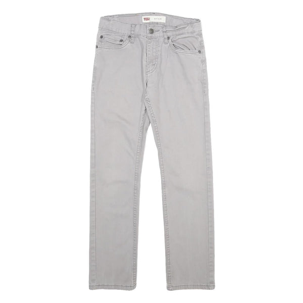 LEVI'S Boys Slim Fit Light Grey Cotton Blend Trousers W26 L26 Zip Pockets