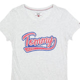 TOMMY JEANS Womens White L Graphic T-Shirt Short Sleeve Crew Neck Cotton Blend