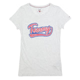 TOMMY JEANS Womens White L Graphic T-Shirt Short Sleeve Crew Neck Cotton Blend