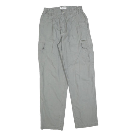 COLUMBIA Mens Cotton Blend Grey Regular Cargo Trousers W26 L32 Zip Closure