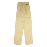 CLARK Womens Cotton Blend Beige Relaxed Straight Trousers W25 L37 Zip Casual