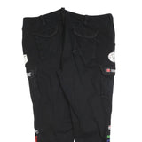 JOHN DOE Mens Cotton Blend Black Regular Cargo Trousers W42 L32 Embroidery