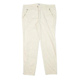 MOSCHINO Womens Cotton Blend Cream Slim Trousers W35 L29 Stylish Zip Pockets