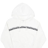 ADIDAS Womens White Cropped Hoodie UK 12 Cotton Long Sleeve Pull On Sports