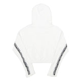 ADIDAS Womens White Cropped Hoodie UK 12 Cotton Long Sleeve Pull On Sports